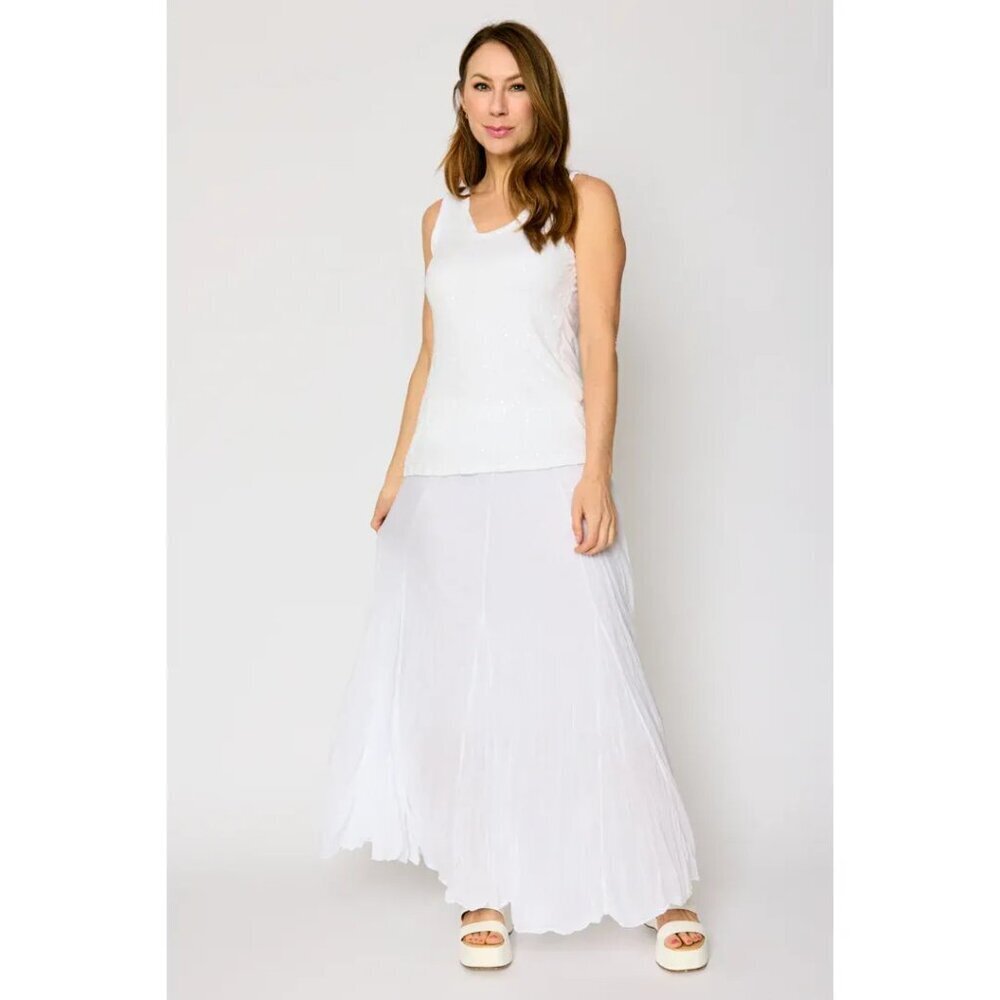 LOB Collection White Gauzy Maxi Boho Gypsy Coastal Skirt Women Size S/M